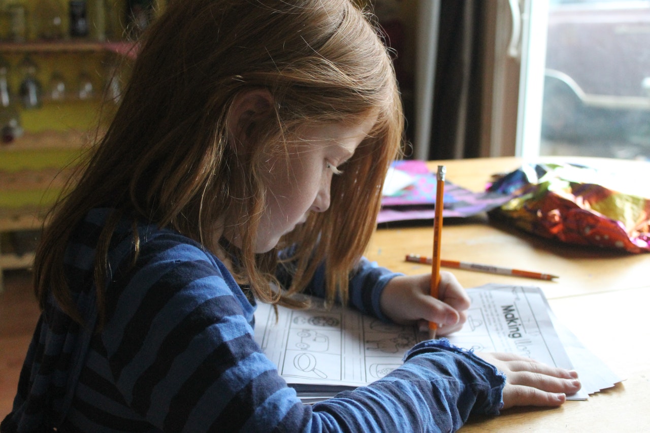 Girl doing homework